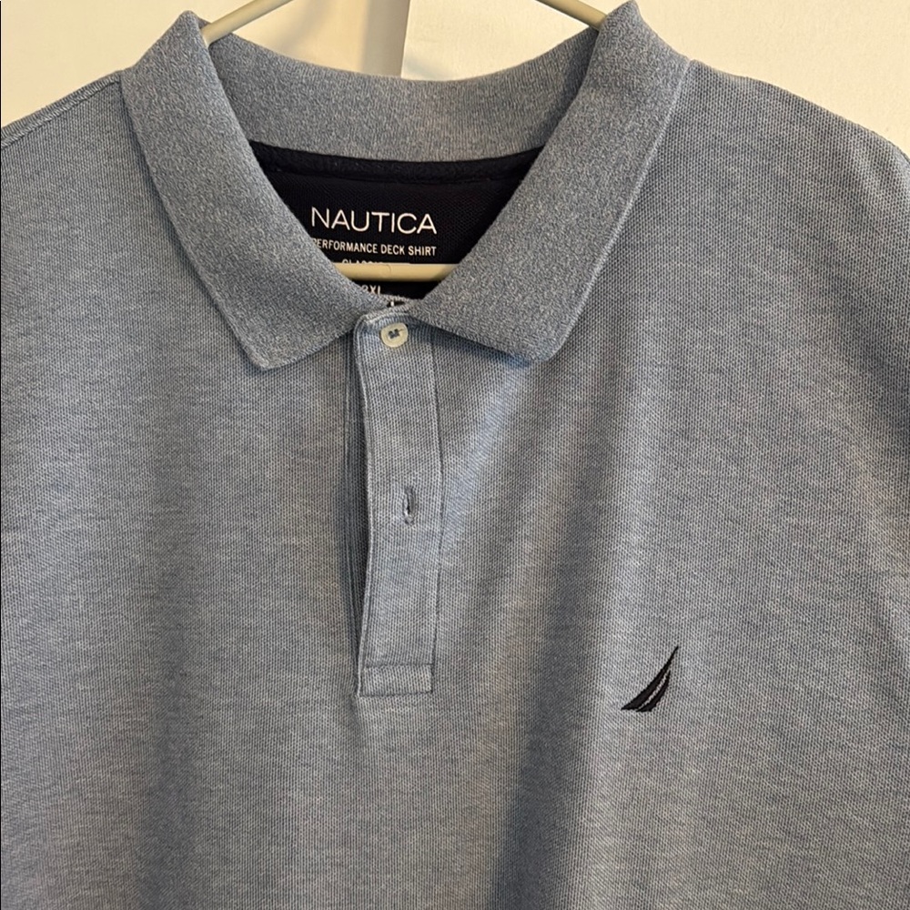 Nautica Blue Polo Shirt Classic Cotton Casual